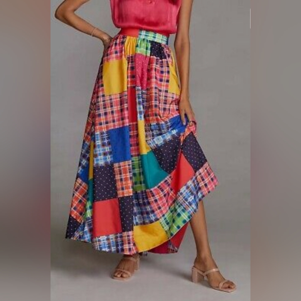 Anthropologie Maeve Patchwork A-Line Maxi Skirt - Picture 4 of 12